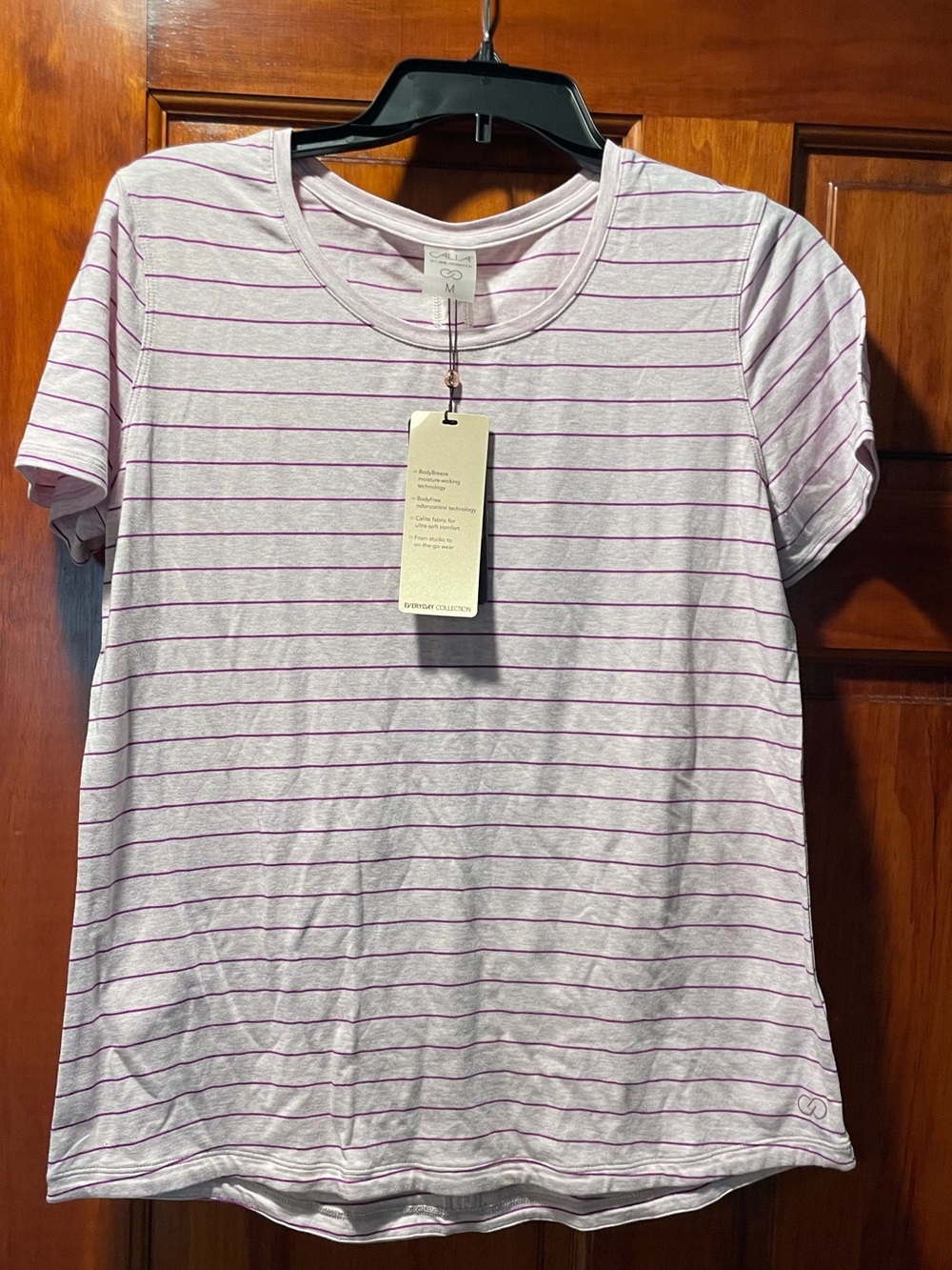 CALIA by Carrie Underwood Lavender Tee with Purple Stripes NWT